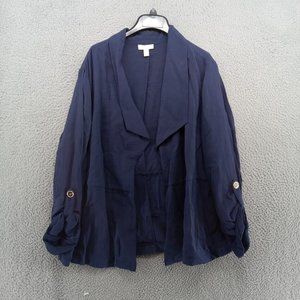Charter Club Jacket Womens 2X‎ Royal Purple Open Front Cardigan Cuffed Sleeves